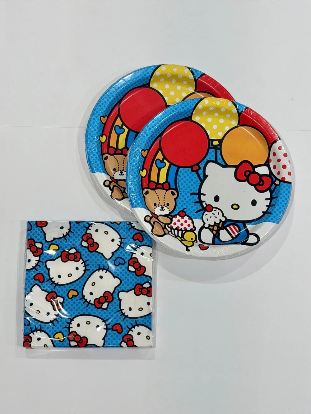 Hello Kitty Blue Party Lunch/Dinner Plates & Napkins Set